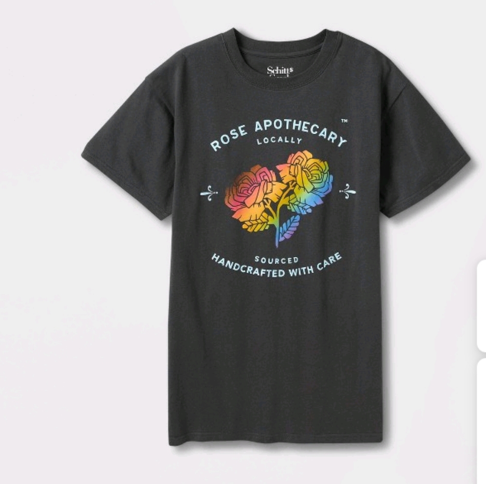 Pride Adult Schitt's Creek "RoseApothecary" Short Sleeve T-Shirt-Charcoal Gray